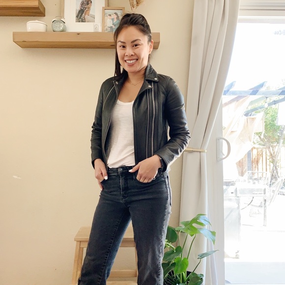 All Saints Charcoal Grey Leather Jacket - Picture 2 of 11